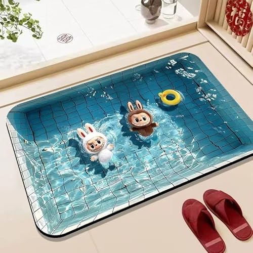 VerViento Cartoon-Badteppich, Abtropfmatte für Heimdekoration, hitzebeständige Abtropfmatten mit rutschfester Gummi-Rückseite, Badezimmer-Fußmatten, Duschteppich, leicht zu reinigen (Labubu 40,6 x 61 VerViento Cartoon-Badteppich, Abtropfmatte für Heimdekoration, hitzebeständige Abtropfmatten mit rutschfester Gummi-Rückseite, Badezimmer-Fußmatten, Duschteppich, leicht zu reinigen (Labubu 40,6 x 61 von VerViento