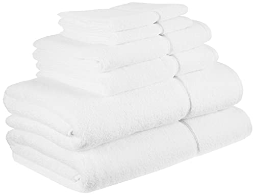 Vera Wang - Badetücher Set, Luxus Baumwolle Badezimmer Set, Plüsch & super saugfähig (Modern Lux White, 6-teilig) von Vera Wang