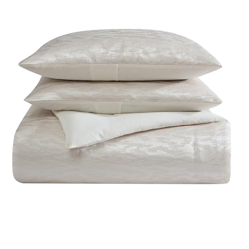 Vera Wang Bettwäsche-Set für King-Size-Bett, Luxus-Bettwäsche mit passenden Kissenbezügen, Designer-Heimdekoration (Illusion Elfenbein, King-Size) von Vera Wang