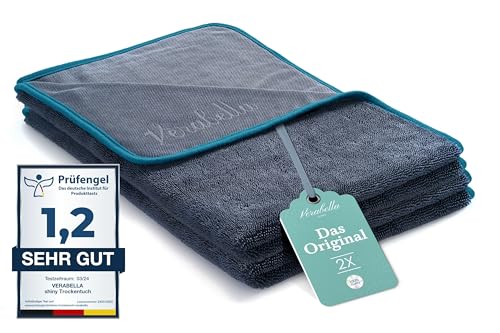 Verabella® 2er Set Trockentuch Dusche zur effektiven Reinigung für Bad & Dusche - 60x40cm Badezimmer Mikrofasertuch extrem saugstark & maschinenwaschbar - Microfaser Putztuch, Duschkabinen Tuch von Verabella