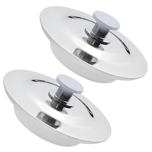 Verazquy 2 x Universal-Badewannenstöpsel – Edelstahl-Waschbeckenstöpsel für Küche Badewanne (40–45 mm Loch), Ablaufstopfen mit Gummiring, einfacher Griff von Verazquy