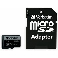 MicroSDXC Card VERBATIM Pro, 64 GB, Class 10, inkl. Adapter MicroSDXC Card VERBATIM Pro, 64 GB, Class 10, inkl. Adapter von Verbatim