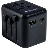 Ladeadapter, Universal Travel, UTA-02, schwarz von Verbatim