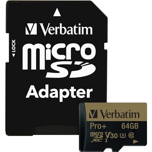 Verbatim Pro+ U3 Micro SDXC Speicherkarte mit Adapter, 64 GB, Datenspeicher für 4K Ultra HD Video-Aufnahmen, Micro SD Karte in schwarz, ideal für Action-Cams, Camcorder, Smartphones und Tablets von Verbatim