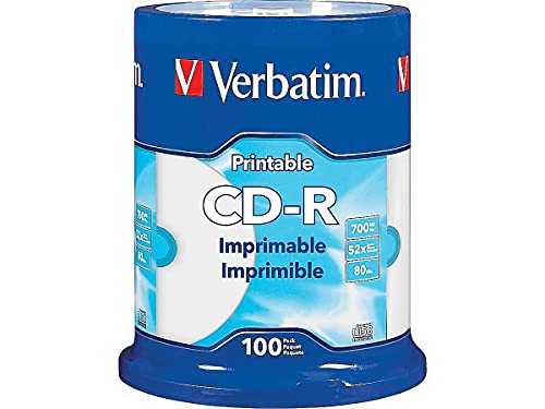 Verbatim 98493 CD-R 52x Cakebox (100 Stück) 700MB Inkjet Full Size Printable Surface, DataLife von Verbatim