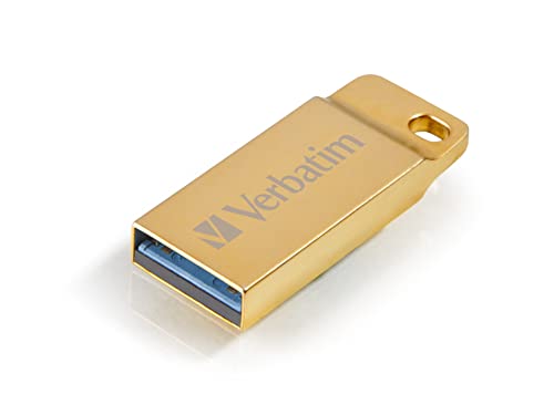 Verbatim Executive USB-Stick aus Metall, 32 GB, USB 3.2 Gen 1, USB Speicherstick, für Laptop Notebook Ultrabook TV Autoradio, USB-3-Stick, Datenstick inklusive Schlüsselring, Gold von Verbatim