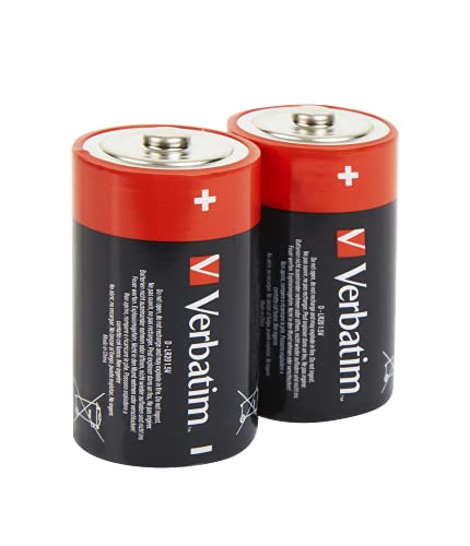 Verbatim Premium Alkali-Blockbatterien, 1,5V, D-LR20 Mono-Batterie, D-Alkalibatterien, Batterien für Radio, Kamera, Taschenlampe, Fernbedienung uvm, Premium Alkaline-Batterie, 2 Stück von Verbatim