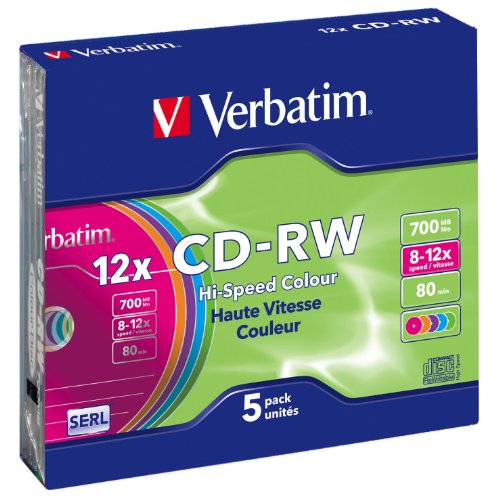Verbatim CD-RW Colour 12 x – RW Jungfrauen (CD-RW, 700 MB, 12 x, Boîte De CD) von Verbatim