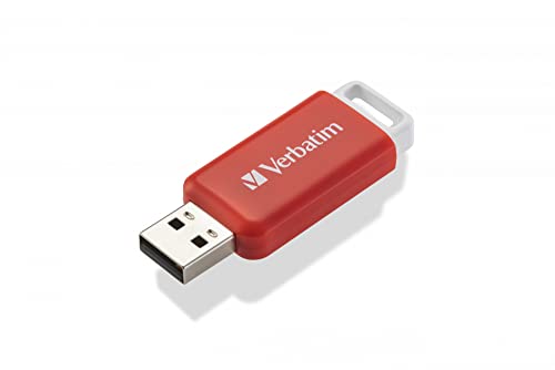 Verbatim DataBar USB Stick, kompakter Speicherstick mit 16 GB Datenspeicher, portabler USB 2.0 Memory Stick in Rot, ideal für Laptop, PC und Notebook von Verbatim