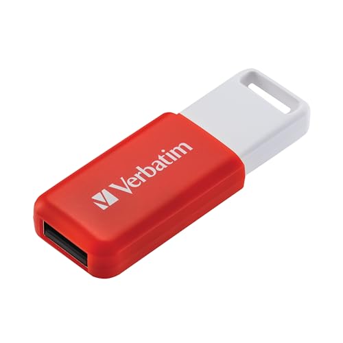 Verbatim DataBar USB Stick, kompakter Speicherstick mit 16 GB Datenspeicher, portabler USB 2.0 Memory Stick in Rot, ideal für Laptop, PC und Notebook von Verbatim