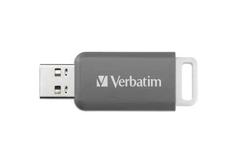 Verbatim DataBar USB Stick, kompakter Speicherstick mit 128 GB Datenspeicher, portabler USB 2.0 Memory Stick in Grau, ideal für Laptop, PC und Notebook von Verbatim