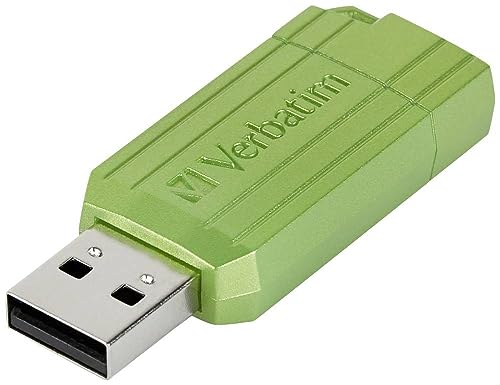 Verbatim PinStripe USB-Stick 64GB, USB 2.0, USB Speicherstick, für Laptop Notebook Ultrabook TV Autoradio, USB 2.0 Stick, Datenstick mit Schiebemechanismus, Eucalyptus Green von Verbatim