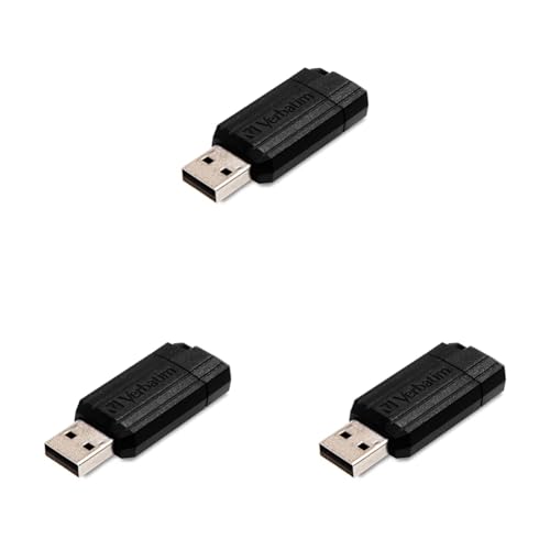 Verbatim Pinstripe USB-Stick 32GB, USB 2.0, USB Speicherstick, für Laptop Notebook Ultrabook TV Autoradio, USB 2.0 Stick, Datenstick mit Schiebemechanismus, Schwarz (Packung mit 3) von Verbatim