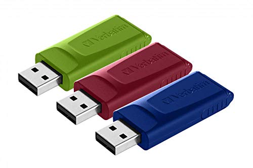 Verbatim Slider USB-Stick Multipack 16GB, USB 2.0, 3x USB Speicherstick, für Laptop Notebook Ultrabook TV Autoradio, USB 2.0 Stick, Datenstick mit Schiebemechanismus, Rot Blau Grün von Verbatim