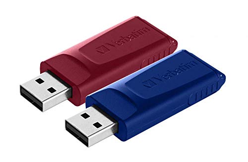 Verbatim Slider USB-Stick Multipack 32GB, USB 2.0, 2x USB Speicherstick, für Laptop Notebook Ultrabook TV Autoradio, USB 2.0 Stick, Datenstick mit Schiebemechanismus, Rot Blau von Verbatim