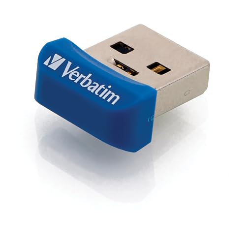 Verbatim Store 'n' Stay Nano USB-Stick, USB-3.2 Gen1, 16 GB, Speicherstick mini, USB-3-Stick für Laptop Notebook Ultrabook TV Autoradio, USB Nano Stick, flacher USB-Stick, blau von Verbatim