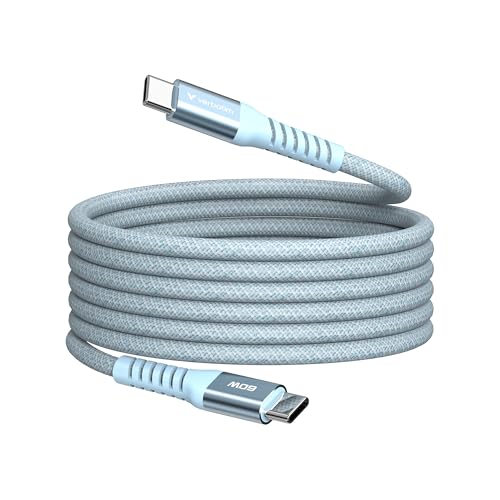 Verbatim Sync & Charge 60 W Ladekabel USB C PD 3.0, USB C auf USB C Kabel 120 cm, Schnellladekabel kompatibel mit iPhone 16 Pro Max, iPhone 15, Samsung, MacBook Air, iPad, Pixel 9, robust, Blau von Verbatim