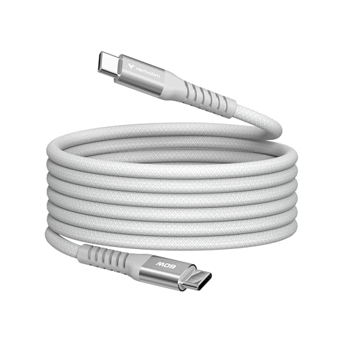 Verbatim Sync & Charge 60 W Ladekabel USB C PD 3.0, USB C auf USB C Kabel 120 cm, Schnellladekabel kompatibel mit iPhone 16 Pro Max, iPhone 15, Samsung, MacBook Air, iPad, Pixel 9, robust, Grau von Verbatim