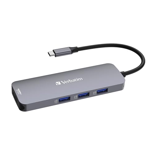 Verbatim USB-C Pro Multiport Hub 8-in-1, Multiport Adapter USB-C auf HDMI, USB-A und USB-C PD, microSD & SD Kartenleser, für Mac, MacBook Pro/Air, iPad Pro, Thinkpad, Windows Computer, Laptop und Co von Verbatim