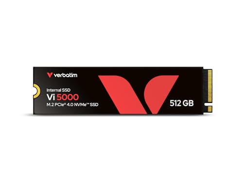 Verbatim Vi5000 NVMe M.2 SSD 512 GB, internes SSD-Laufwerk mit PCIe Gen 4, bis zu 5.000 MB/s Lesegeschwindigkeit, Hochleistungs-SSD für Gaming PC und PlayStation 5, schwarz von Verbatim