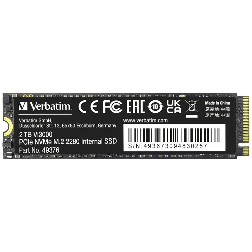 Verbatim Vi3000 2 Tb Interne M.2 Pc Ie Nv Me Ssd Festplatte Solid State Drive B-Ware von Verbatim