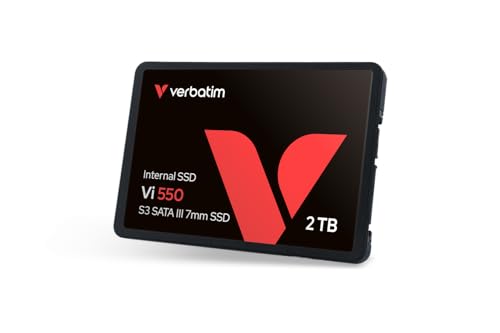Verbatim Vi550 S3 SSD 2 TB, internes 2,5" SATA III SSD-Laufwerk mit 3D-NAND-Technologie, bis zu 550 MB/s Lesegeschwindigkeit, ideal für PC und Notebook, schwarz von Verbatim