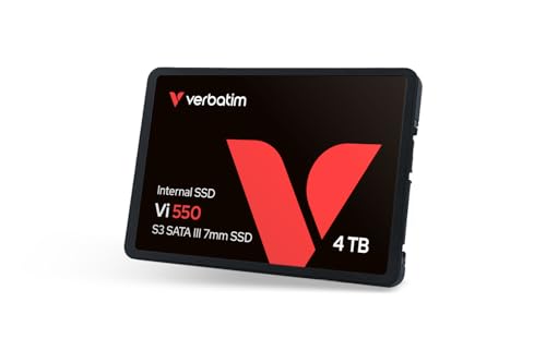 Verbatim Vi550 S3 SSD 4 TB, internes 2,5" SATA III SSD-Laufwerk mit 3D-NAND-Technologie, bis zu 550 MB/s Lesegeschwindigkeit, ideal für PC und Notebook, schwarz von Verbatim