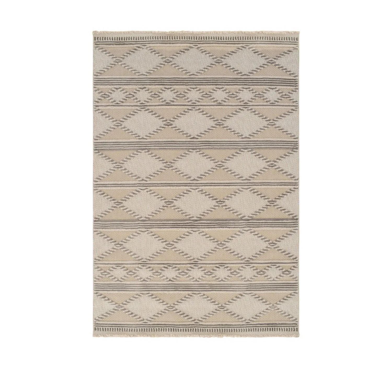 Vercai Rugs Teppich Indigo Rauten Elfenbein Beige 160 x 230 cm Vercai Rugs Teppich Indigo Rauten Elfenbein Beige 160 x 230 cm von Vercai Rugs