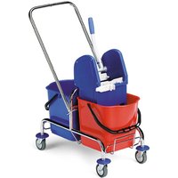 Doppel-Fahreimer Chrom II, 2x 15 Liter, Schiebebügel, Mopp-Presse von EVO-PRODUCTS