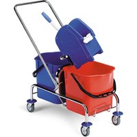 Doppel-Fahreimer Chrom III, 2x 25 Liter, Schiebebügel, schwenkbare Mopp-Presse von EVO-PRODUCTS