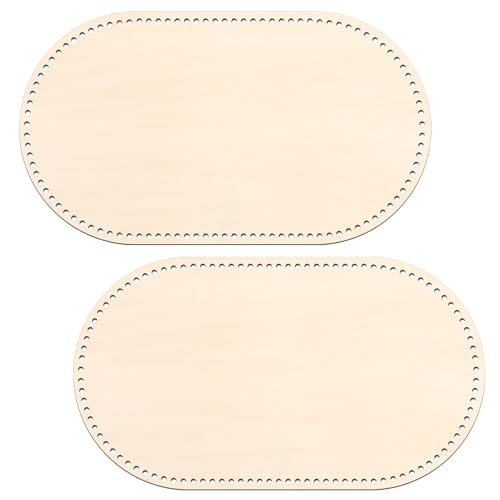 Vercraft 2 Stück Moseskorb mit Holzboden 70 x 40 cm ovaler Naturholzsockel für DIY Häkeln oder Stricken Weben Handwerk Heimdekoration (nur Basis) Loch: 1 cm von Vercraft