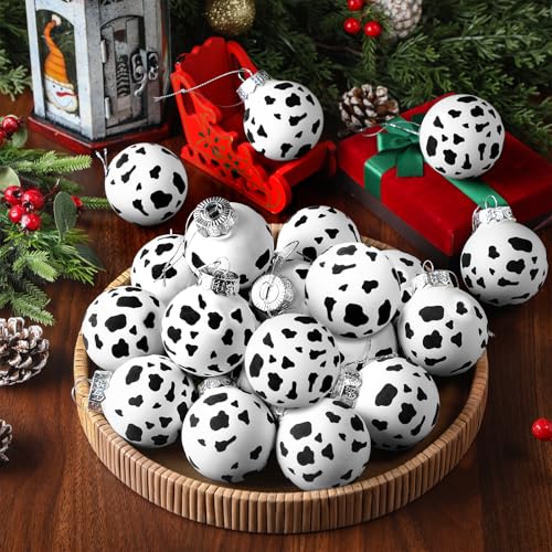 Vercraft 20 Stück Westernkuh Weihnachtskugeln Ornamente hängende Kugeln für Weihnachtsbaum bruchsicher Weihnachtsschmuck Weihnachtskugeln Dekoration für Urlaub Hochzeit Party von Vercraft