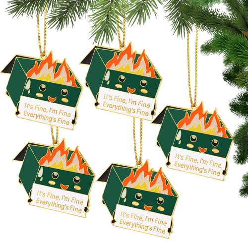 Vercraft 5 Stück Dumpster Feuer Weihnachtsschmuck Bulk Metall Alles feine Ornament Emotionale Unterstützung Mitarbeiter Wertschätzung Geschenk Lustige Weihnachtsschmuck Dankeschön Geschenke für von Vercraft