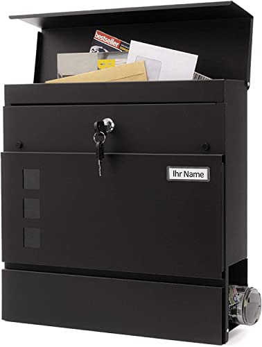 Verda Briefkasten (37 x 37 x 11 cm) Postkasten Designer Wandbriefkasten Zeitungsrolle Modern Post schwarz SN3676-2 von Verda