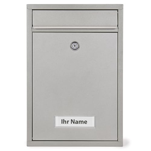 Verda Briefkasten mit Glitzer (32x21,5x8,5cm) Postkasten Wandbriefkasten Graues Aluminium Post Namensschild mit Schloss Wandmontage SN3664-4 von Verda