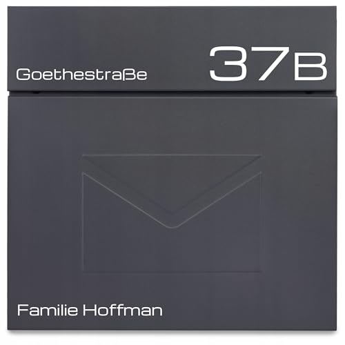 Verda Designer Briefkasten mit Zeitungsfach, Anthrazit, Postkasten Wandbriefkasten Zeitungsrolle Modern (SN3689-1) von Verda