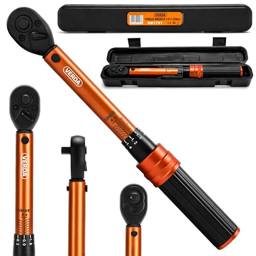 Verda Drehmomentschlüssel 1/4" 1-25 Nm, Teleskopratsche im Koffer, ± 4%, Click-Torque, für Auto & Motorrad, Gesamtlänge 24 cm Chrom-Vanadium-Stahl,Drehmomentschlüssel Fahrrad ±4% Verda Drehmomentschlüssel 1/4" 1-25 Nm, Teleskopratsche im Koffer, ± 4%, Click-Torque, für Auto & Motorrad, Gesamtlänge 24 cm Chrom-Vanadium-Stahl,Drehmomentschlüssel Fahrrad ±4% von Verda