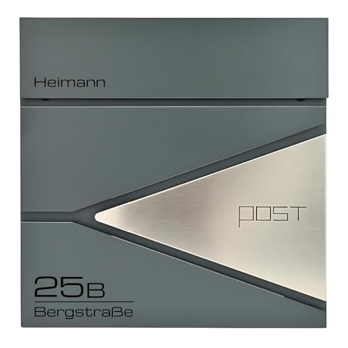 Verda Personalisierter Briefkasten mit Zeitungsfach, 2X Schlüssel Postkasten Designer Wandbriefkasten mit Edelstahl, Schloss unter dem Deckel versteckt, Zeitungsrolle, modern von Verda