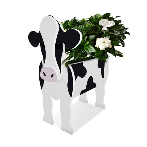 Verdant Touch Kuhförmiger Blumentopf: niedlicher Kuh-Pflanzgefäß für den Außenbereich, Garten, Hofdekoration, Sukkulenten- und Pflanzentablett, Bauernhofthema, Büro und Heimdekoration von Verdant Touch