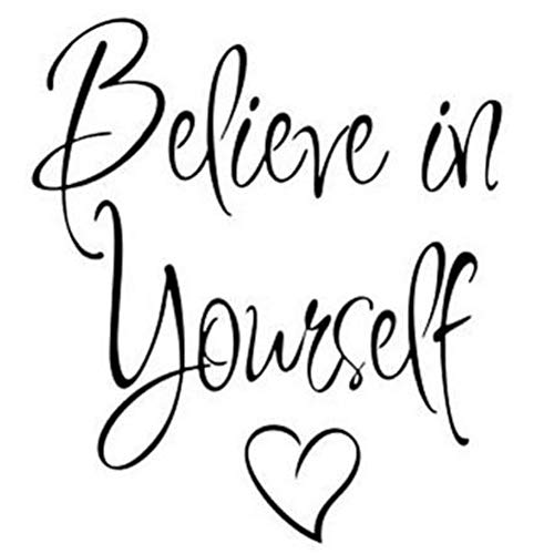 Wandaufkleber "Believein Yourself", englische Aufschrift "Believe in Yourself", für Schlafzimmer, TV-Hintergrund, Wanddekoration (schwarz, S) von Verdant Touch