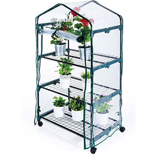 VERDEMAX cm 50 x 70 x 131 "AZALEA" Gewächshaus mit Drei Regalen und Rädern (Abdeckung INKLUSIVE), Grün von Verdemax