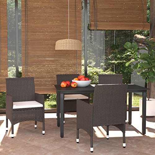 Verderoom Balkon Möbel Set, Gartenmöbel Set, Gartentisch Mit Stühlen, Sitzgruppe Outdoor, mit Kissen Poly Rattan Braun 5-TLG von Verderoom
