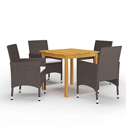Verderoom Balkon Möbel Set, Gartentisch Mit Stühlen, Gartenmöbel Set, Sitzgruppe Outdoor, Braun 5-TLG von Verderoom