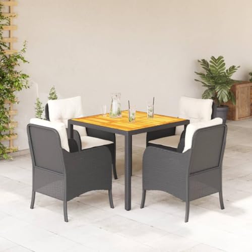 Verderoom Balkon Möbel Set, Gartentisch Mit Stühlen, Gartenmöbel Set, Sitzgruppe Outdoor, mit Kissen Schwarz Poly-Rattan 5-TLG von Verderoom