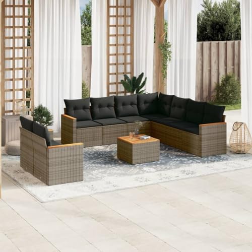 Verderoom Gartenlounge mit Stauraum Polyrattan Lounge Balkon Lounge Gartensofa Ecksofa Rattansofa Balkonmöbel Sitzgruppe-Grau-10-tlg Typ 4 von Verderoom