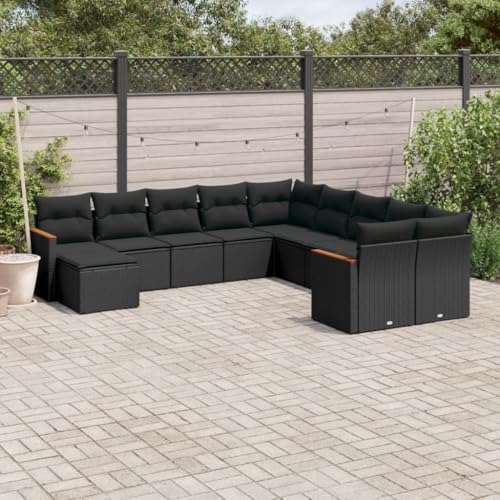 Verderoom Gartenlounge mit Stauraum Polyrattan Lounge Balkon Lounge Gartensofa Ecksofa Rattansofa Balkonmöbel Sitzgruppe-Schwarz-11-tlg Typ 2 von Verderoom