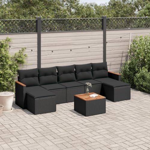 Verderoom Gartenlounge mit Stauraum Polyrattan Lounge Balkon Lounge Gartensofa Ecksofa Rattansofa Balkonmöbel Sitzgruppe-Schwarz-8-tlg Typ 2 von Verderoom
