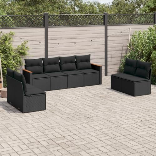 Verderoom Gartenlounge mit Stauraum Polyrattan Lounge Balkon Lounge Gartensofa Ecksofa Rattansofa Balkonmöbel Sitzgruppe-Schwarz-8-tlg von Verderoom