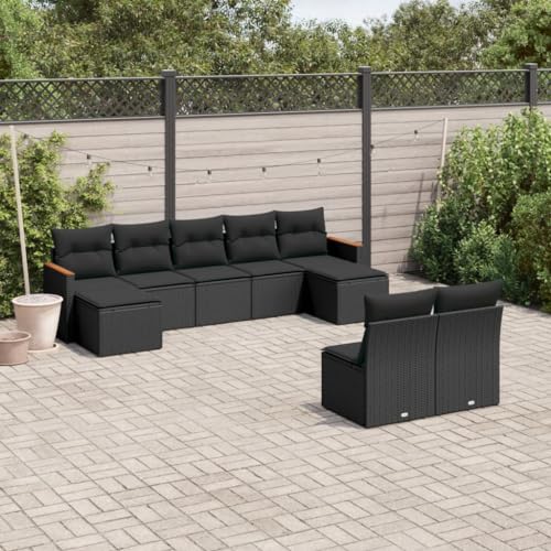 Verderoom Gartenlounge mit Stauraum Polyrattan Lounge Balkon Lounge Gartensofa Ecksofa Rattansofa Balkonmöbel Sitzgruppe-Schwarz-9-tlg Typ 2 von Verderoom