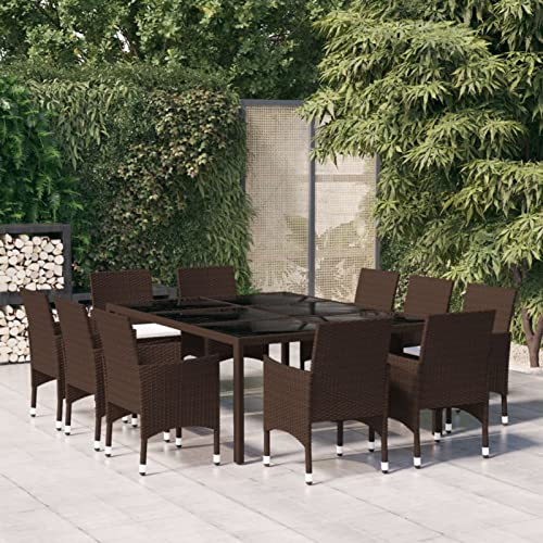 Verderoom Gartenmöbel Set 10 Personen, Gartentisch Mit Stühlen, Gartenmöbel Set, Sitzgruppe Outdoor, Braun Poly Rattan 11-TLG von Verderoom
